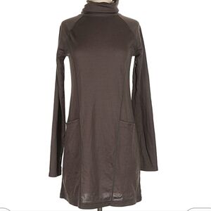 Eastern Mountain Sports Long-sleeve Cowl neck Tunic Dress with Pockets in Brown